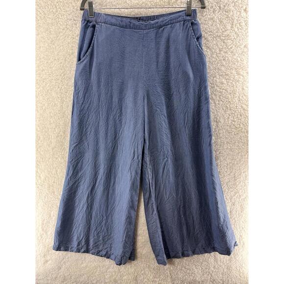 Pants - NIC+ZOE Pants Women's Size Medium Blue Wide Leg Pull On Pockets Lyocell Chambray